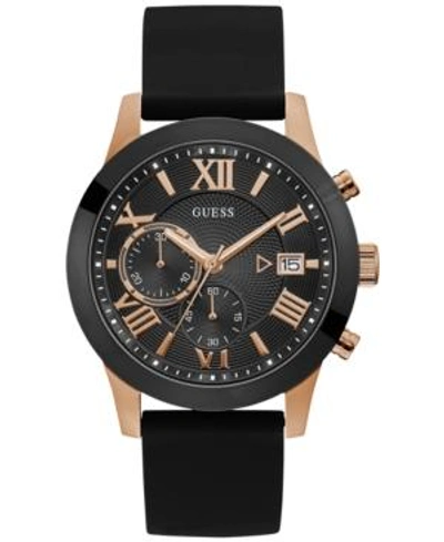 Shop Guess Men's Black Silicone Strap Watch 45mm