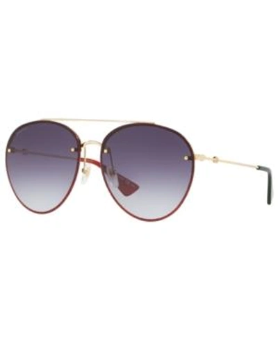 Shop Gucci Sunglasses, Gg0351s 62 In Gold Shiny / Grey Grad