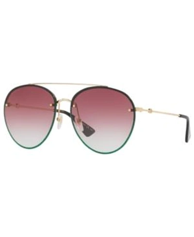 Shop Gucci Sunglasses, Gg0351s 62 In Gold Shiny / Red Grad
