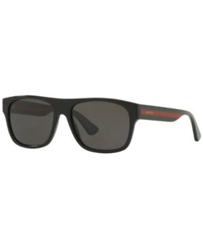Shop Gucci Polarized Sunglasses, Gg0341s 56 In Black Shiny / Grey Polar