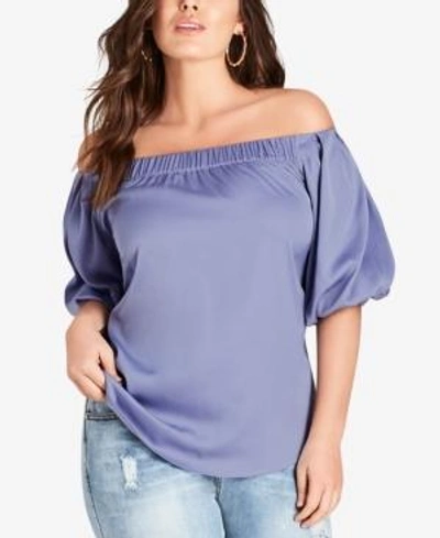 Shop City Chic Trendy Plus Size Akemi Off-the-shoulder Top In Thistle