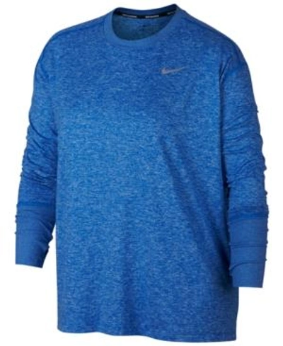 Shop Nike Plus Size Element Running Top In Signal Blue/cobalt Tint