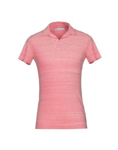 Shop Orlebar Brown Polo Shirts In Coral