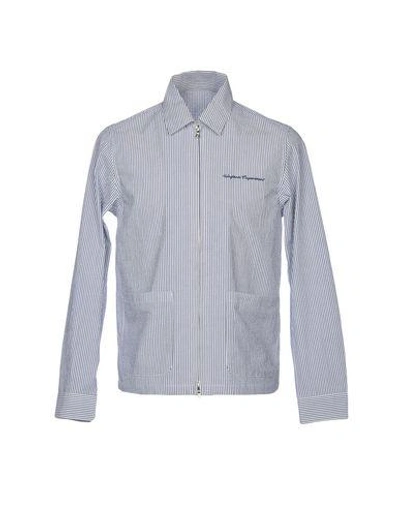 Shop Uniform Experiment Striped Shirt In Slate Blue