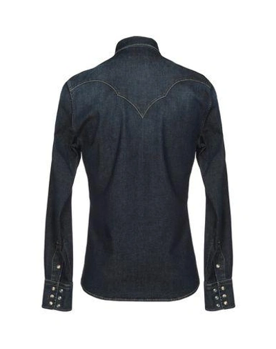 Shop Dolce & Gabbana Man Denim Shirt Blue Size 15 Cotton, Elastane, Cupro, Silk, Glass