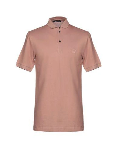 Shop Dolce & Gabbana Man Polo Shirt Blush Size 48 Cotton In Pink