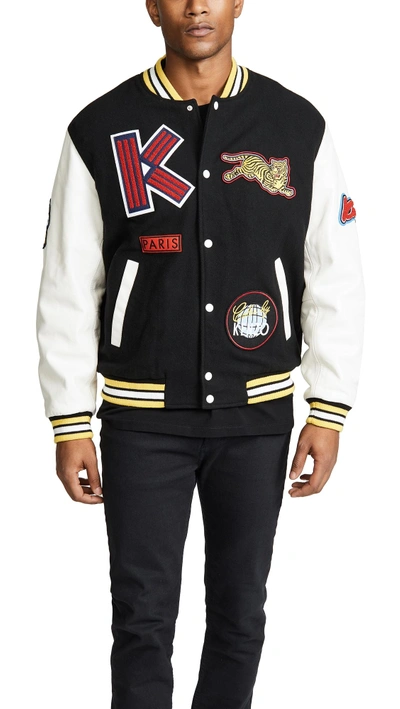 Shop Kenzo Varsity Jacket In Black