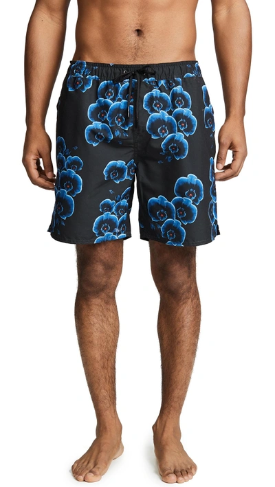 Shop Saturdays Surf Nyc Tinothy Orchid Swim Shorts In Black