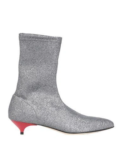 Gia Couture Ankle Boot Silver Stretch In Silver
