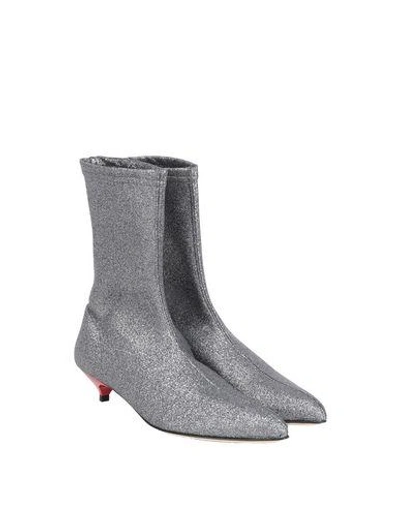 Gia Couture Ankle Boot Silver Stretch In Silver