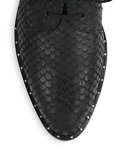 Freda Salvador Wit Fish Skin Embossed Leather D'orsay Oxford In Black