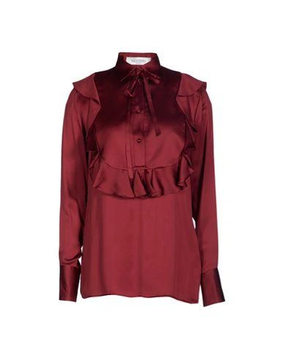 Shop Valentino Blouses In Brick Red