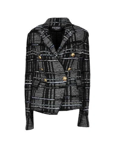 Shop Balmain Suit Jackets In Grey