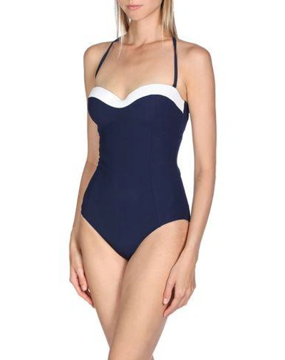 Shop Tory Burch One-piece Swimsuits In Dark Blue