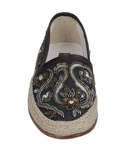 Shop Dolce & Gabbana Man Loafers Blue Size 9 Cotton, Calfskin
