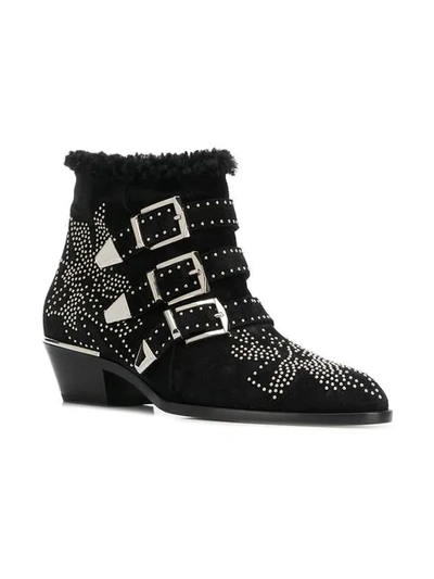 Shop Chloé Susanna Shearling Boots In Black