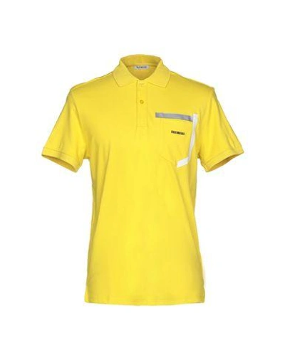 Shop Bikkembergs Man Polo Shirt Yellow Size S Cotton, Elastane