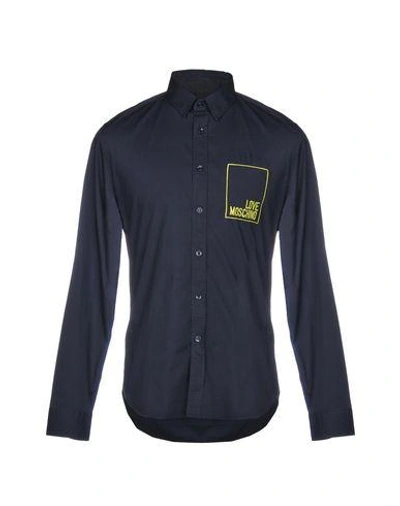 Shop Love Moschino Shirts In Dark Blue