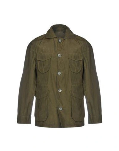 Shop Isaia Full-length Jacket In Military Green