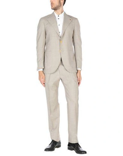Shop Isaia Suits In Khaki