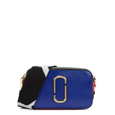 Shop Marc Jacobs Snapshot Colour-block Leather Shoulder Bag In Blue