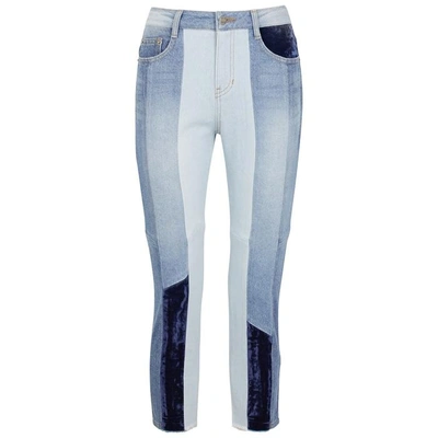 Shop Sjyp Panelled Cropped Skinny Jeans In Denim
