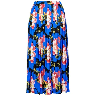 Shop Kenzo Indonesian Flower Pleated Midi Skirt In Multicoloured