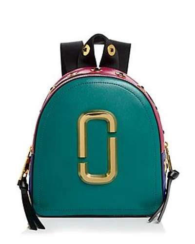 Shop Marc Jacobs Pack Shot Mini Leather Backpack In Arugula Multi/gold