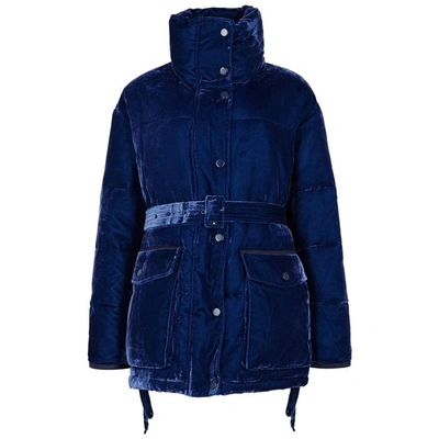 Shop Sjyp Blue Quilted Velvet Jacket