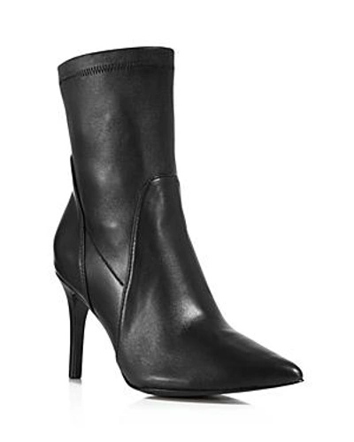 Shop Charles David Women's Laurent Stretch Leather Pointed Toe Booties In Black