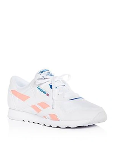 Reebok Women's Classic Retro Lace Up Trainers In White/ Digital Pink/ Blue  | ModeSens
