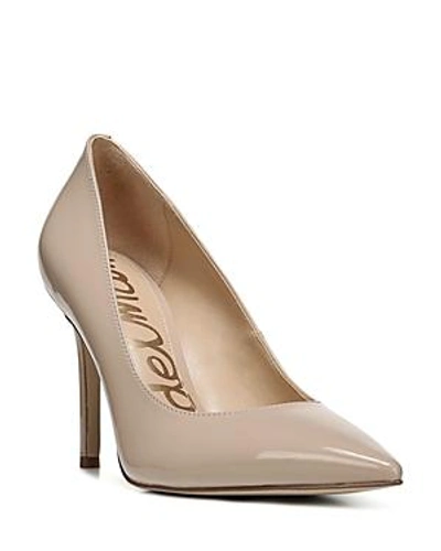 Shop Sam Edelman Women's Hazel Pointed Toe Patent Leather High-heel Pumps In Nude