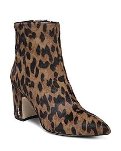 Shop Sam Edelman Women's Hilty Leopard Print Calf Hair Booties In Luggage