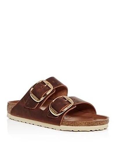 Shop Birkenstock Women's Arizona Big Buckle Leather Slide Sandals In Brown