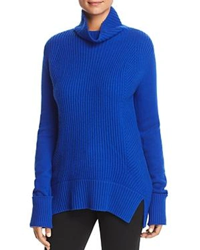 Shop Elie Tahari Tamaya Ribbed Cowl-neck Sweater In Cosmic Cobalt