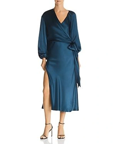 Shop Michelle Mason Silk Faux-wrap Dress In Pond
