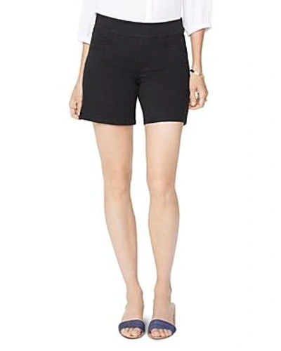 Shop Nydj Pull-on Denim Bermuda Shorts In Black