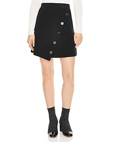 Shop Sandro Fiji Asymmetric Decorative-button Skirt In Black