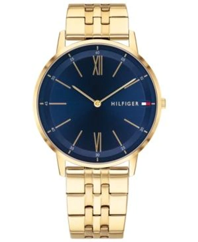 Shop Tommy Hilfiger Men's Gold-tone Bracelet Watch 40mm In Blue