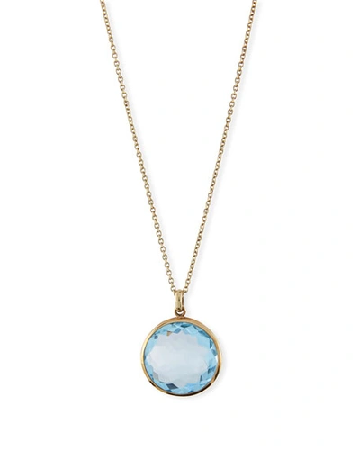 Shop Ippolita Medium Pendant Necklace In 18k Gold In Blue Topaz
