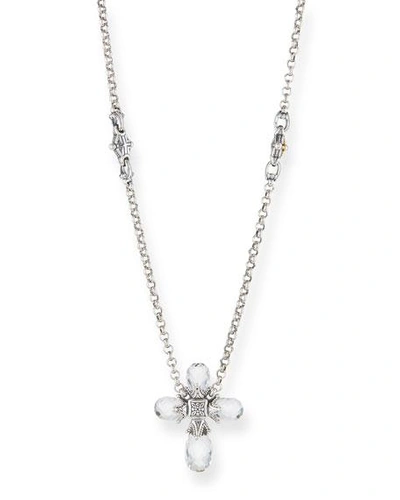 Shop Konstantino Pythia Crystal Cross Pendant Necklace In Silver