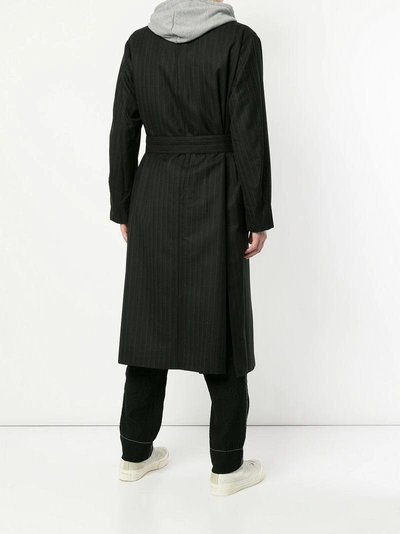 Shop Miharayasuhiro Maison Mihara Yasuhiro Stripe Reversed Chesterfield Coat - Black