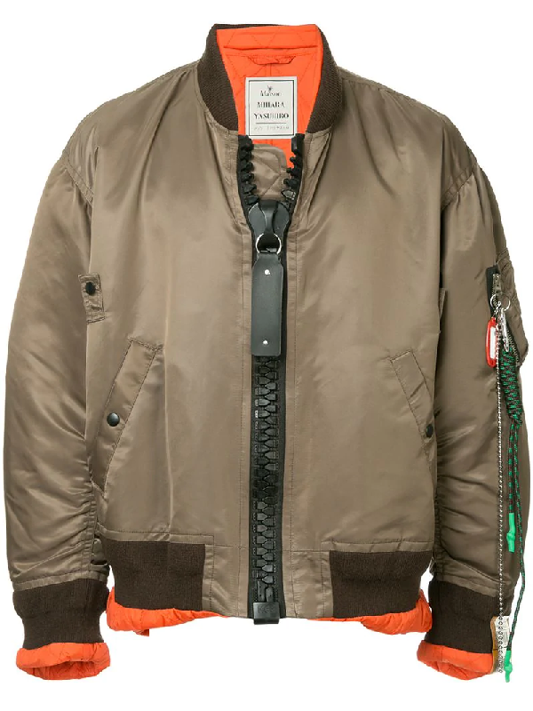 Miharayasuhiro Maison Mihara Yasuhiro Big Zip Ma 1 Jacket Brown Modesens