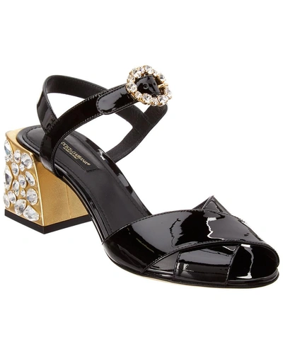 Shop Dolce & Gabbana Embellished Patent Sandal In Nocolor