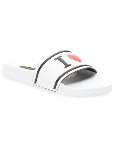 Shop Dolce & Gabbana I Love D & G Leather Slide In Nocolor