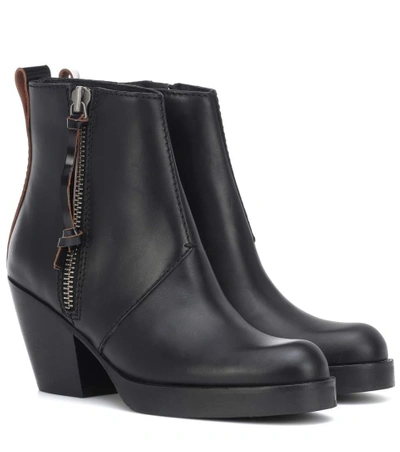 Acne Studios The Pistol Leather Ankle Boots In Stacked Heel Boots | ModeSens