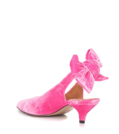 Shop Ganni Sabine Velvet Slingback Pumps In Pink