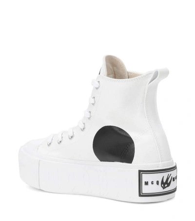 Shop Mcq By Alexander Mcqueen High-top Canvas Sneakers In White