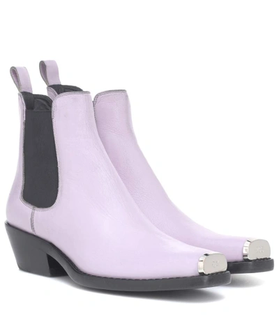 Shop Calvin Klein 205w39nyc Western Claire Leather Ankle Boots In Purple