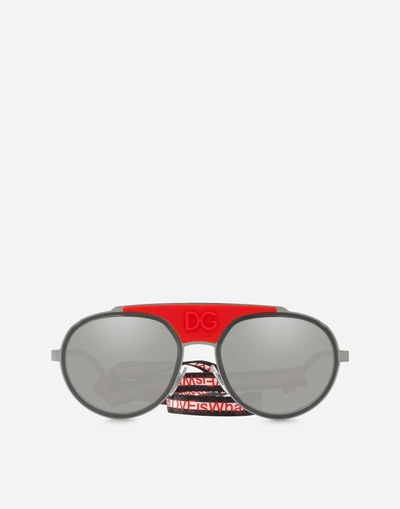 Shop Dolce & Gabbana Madison Sunglasses In Black And Red
